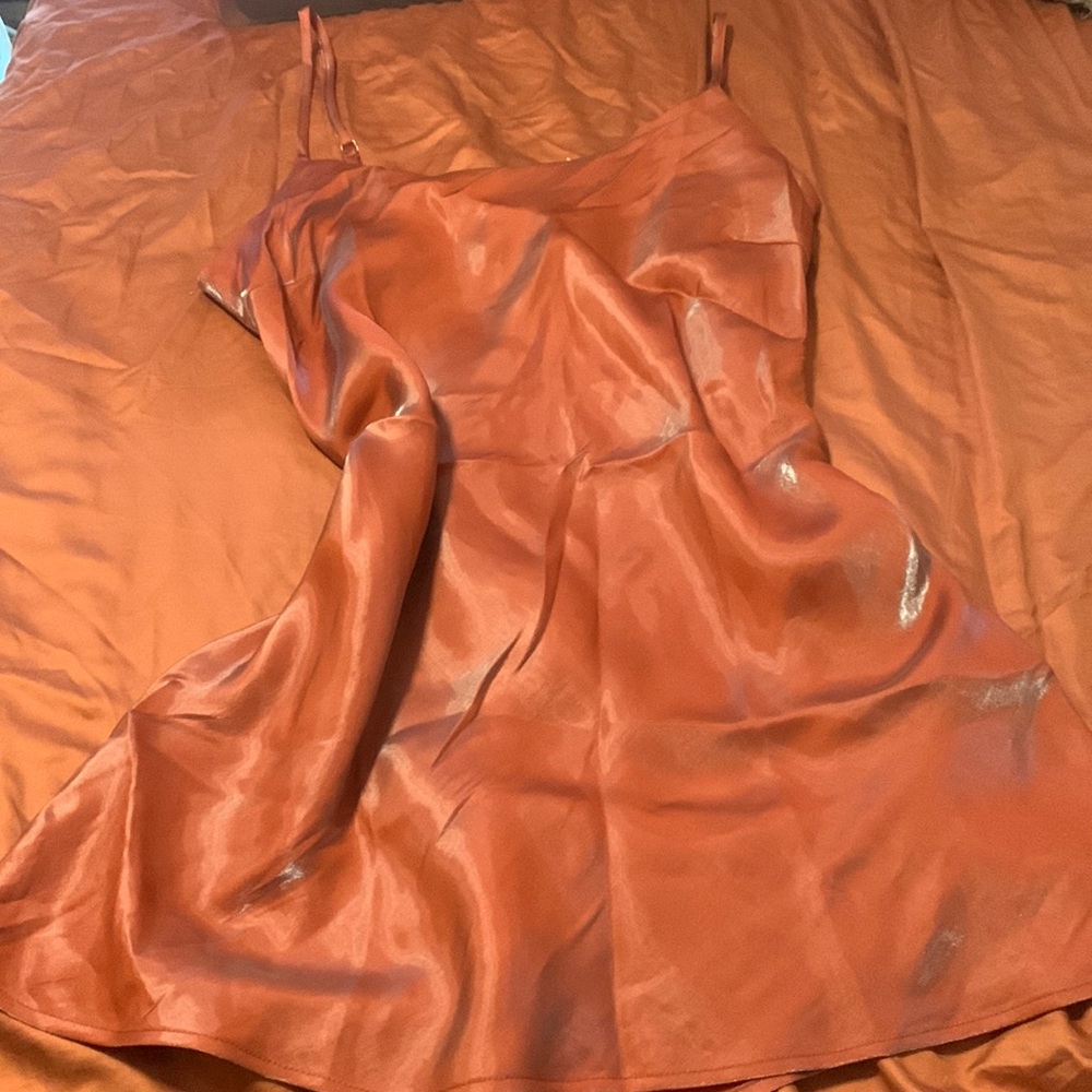 Iridescent pink mini slip dress from Forever 21. New with tags. 1x.